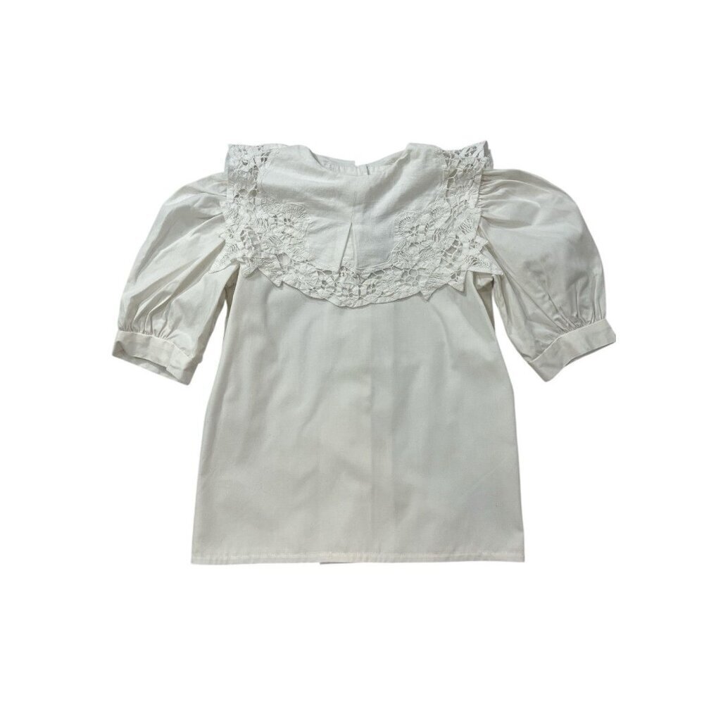 Girls White Embroidered Short Sleeve Size 6X